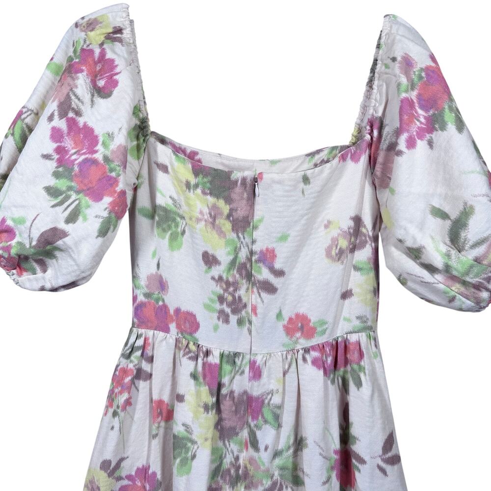 Shoshanna Off-Shoulder Floral Midi Dress -‎ Cream and Pink - Picture 9 of 16